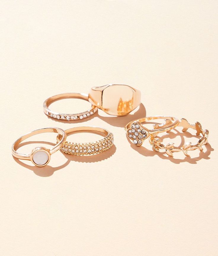 Boutique By BKE 6 Pack Ring Set - Gold 7, Women's Gold Assorted metal and rhinestone rings. Apparel & Accessories Rhinestone Rings, Rhinestone Ring, Gold Ring Sets, The Boutique, Handmade Rings, Cute Rings, 6 Packs, Boutique Jewelry, Women's Jewelry