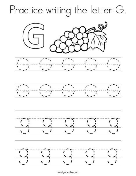 the letter g worksheet with grapes and letters to practice writing in this printable alphabet