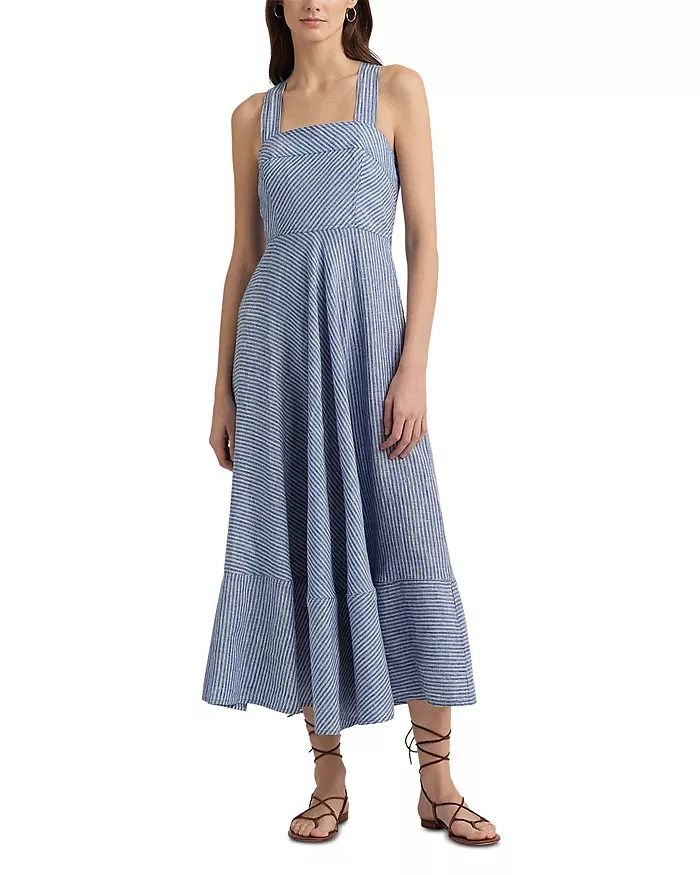 Ralph Lauren - Linen Square Neck Dress Ralph Lauren Linen, Sun Dress Casual, Flare Midi Dress, Buy Linen, Ralph Lauren Style, Paris Outfits, Square Neck Dress, Dyed Linen, Daytime Dresses