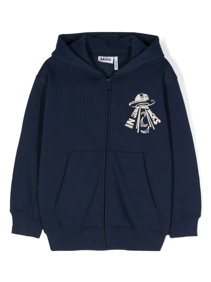 navy blue/ecru cotton blend jersey texture panelled design cartoon puff print to the front and rear logo patch to the side classic hood two front patch pockets long sleeves ribbed cuffs and hem fleece lining straight hem front zip fastening We've partnered with Good On You — an independent agency that rates how brands perform in relation to their impact on the planet, people and animals, with a multi-criteria rating simplified to a five points scale. In order to be awarded our conscious label, larger brands need to score a minimum of four out of five ('Good'), while smaller brands must score at least three out of five ('It's a start'). This item comes from a brand rated four out of five ('Good') by Good on You at the time it was added on FARFETCH. Please note, this is a brand-level rating Navy Long Sleeve Hoodie With Pockets, Navy Hooded Sweatshirt With Pockets, Navy Hooded Hoodie With Pockets, Navy Hooded Jacket With Drawstring, Navy Hooded Jacket With Drawstring And Long Sleeves, Navy Long Sleeve Hooded Jacket With Drawstring, Navy Long Sleeve Hooded Jacket With Adjustable Hood, Navy Cotton Sweatshirt With Drawstring Hood, Navy Hooded Hoodie With Ribbed Cuffs