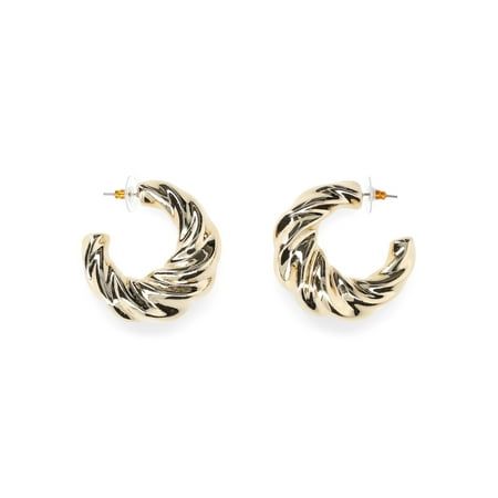 These Fashion Gold-Tone Crescent Hoop Earrings from Madden NYC are timeless pieces that are perfect for any occasion. These womens earrings feature a small-sized sculpted crescent, open-hoop design with a post-back closure. Theyre handcrafted in polished gold-tone metal and easily complete your outfit of the daynow its easier than ever to accessorize. Size: one size.  Gender: female.  Age Group: adult. Madden Nyc, Womens Earrings, Hoop Design, Gold Fashion, Gold Tone Metal, Timeless Pieces, Crescent, Gender Female, Womens Watches