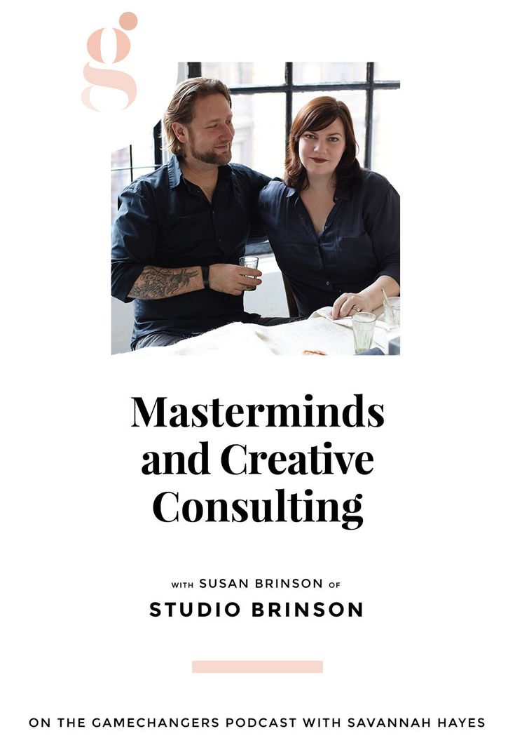 a man and woman sitting next to each other in front of a white background with the words, master minds and creative consulting