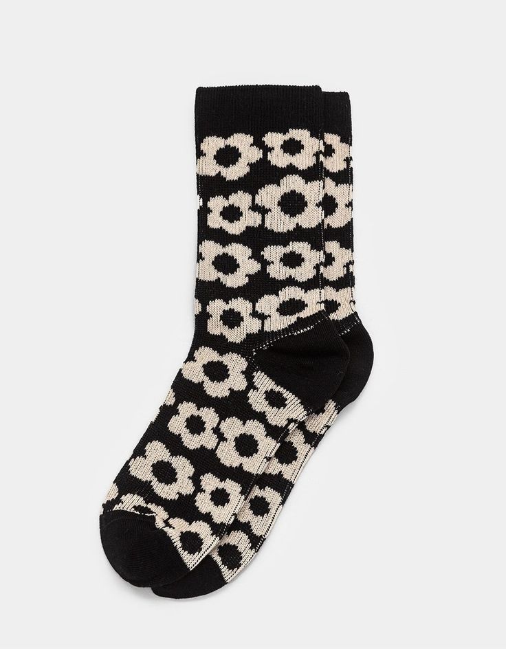 Bold Flower Sock in Black Black Casual Socks For Spring, Casual Black Socks For Spring, Black Ankle-high Socks For Spring, Comfortable Black Socks For Spring, Flower Socks, Dr Shoes, Graphic Floral, Funky Socks, Aesthetic Grunge Outfit