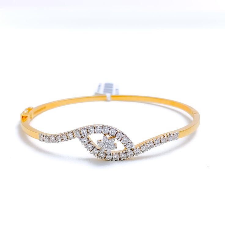 PRODUCT DETAILS Gold Purity(karat): 18k Item Weight(grams): 10.8 Item Finish: Yellow Gold Stone: Diamond Diamond Weight(carats): 0.99 ct Diamond Color: F-G Diamond Quality: VS Diamond Shape: Round Brilliant Cut Bangle Size: 2.3 Bangle Opening: 2.2" Bangle Opening Shape: Oval Openable: Yes, Hinge + Clasp w/Lock Luxury Diamond Bracelets With Marquise Cut, Luxury Diamond Bracelet Marquise Cut, Luxury Diamond Bracelet With Marquise Cut, Luxury Wedding Bracelet With Marquise Cut, Luxury Marquise Cut Wedding Bracelets, Luxury Wedding Bracelet, Marquise Cut, Luxury Marquise Cut Wedding Bracelet, Oval Diamond Bracelets With Diamond Accents, Luxury Diamond Marquise Bracelets