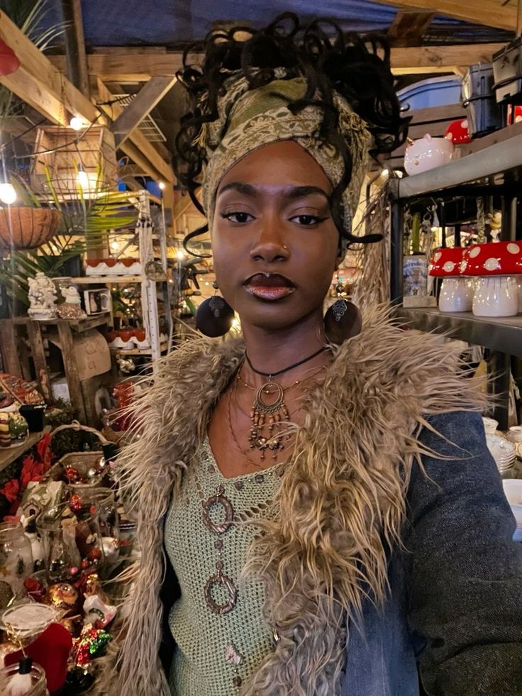 a woman in a shop with lots of ornaments