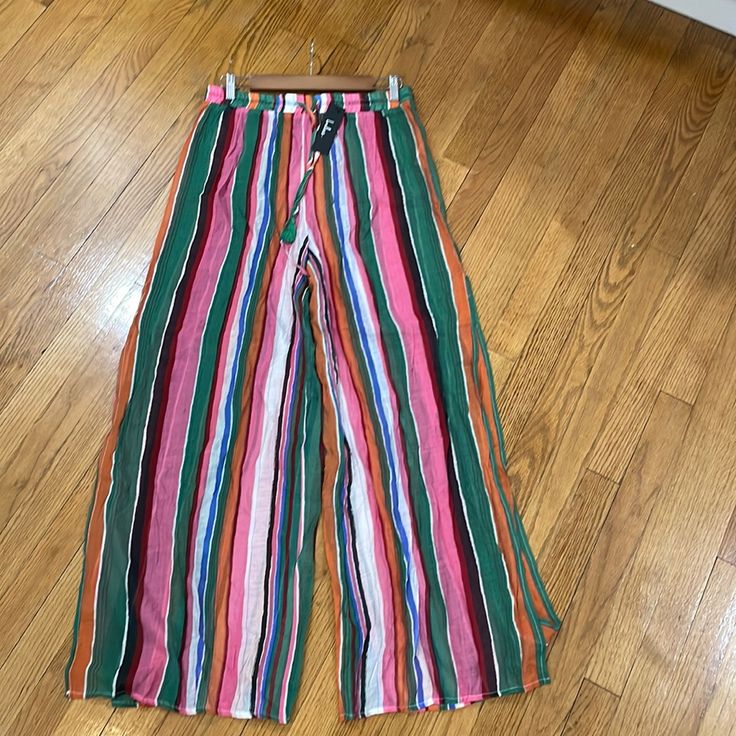 New Lulus Breeze Pants Multicolor Trousers For Vacation, Multicolor Ankle-length Beach Pants, Pink Summer Pants For Day Out, Pink High-waisted Wide Leg Pants For Vacation, Summer High Waist Pink Pants, Pink High Waist Summer Pants, Casual Pink Beach Pants, Multicolor Straight Pants For Beach, Casual Pink Pants For Beach