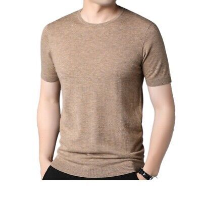 ad eBay - 100% Cashmere Men's Short-sleeved Sweater T-shirt Knitted Half-sleeved Cashmere - Buy Now, click the link (eBay) Fall Crew Neck Knit T-shirt, Knit Crew Neck T-shirt For Fall, Fall Knit T-shirt With Crew Neck, Beige Relaxed Fit Short Sleeve Sweater, Beige Short Sleeve Sweater With Relaxed Fit, Classic Knit Crew Neck T-shirt, Classic Winter Crew Neck T-shirt, Brown Knit Crew Neck Top, Winter Knit Crew Neck T-shirt