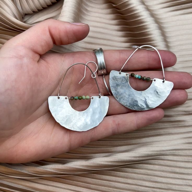 New Moon Earrings – Fluff Hardware Copper Metal, Moon Earrings, Silver Pendants, Metal Earrings, New Moon, Turquoise Beads, Ear Wire, Gold And Silver, Ear Wires