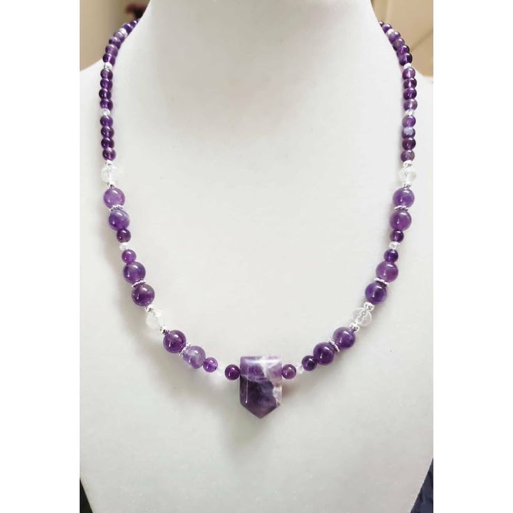 Amethyst faceted arrow gemstone choker necklace is made with 4mm amethyst gemstone spacer beads. 6mm amethyst gemstone spacer beads with silver flower spacer beads in between the 6mm gemstone beads. 3mm and 6mm briolette crystal glass spacer beads and 3mm silver round spacer beads. The necklace is 16inches long with a 1.5 extender chain to make the necklace longer if desired. 💜 Healing Amethyst Beaded Necklaces With Polished Beads, Healing Amethyst Beaded Necklace With Polished Beads, Purple Adjustable Crystal Necklaces With Faceted Beads, Purple Amethyst Faceted Bead Crystal Necklaces, Adjustable Amethyst Jewelry With Polished Beads, Purple Amethyst Crystal Necklaces With Faceted Beads, Purple Amethyst Gemstone Beaded Necklaces, Lavender Necklace With Faceted Beads And Adjustable Fit, Lavender Amethyst Crystal Necklaces With Round Beads