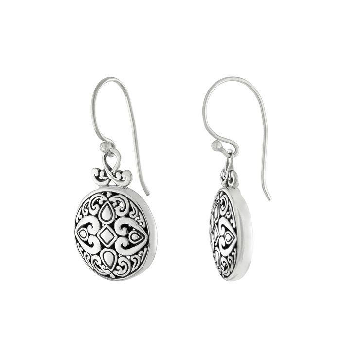 These gorgeous sterling silver round medallion fishhook earrings are the perfect way to finish any outfit. These gorgeous sterling silver round medallion fishhook earrings are the perfect way to finish any outfit. Metal: sterling silver Backings: wire Plating: silver tone Finish: oxidized, polished, textured Length: 1.2" Please note, due to the high value of this item, a signature may be required upon delivery. Size: One Size. Gender: female. Age Group: adult. Sterling Silver Fish Hook Earrings, Elegant Nickel-free Medallion Earrings, Sterling Silver Jewelry With French Hook, Silver Sterling Silver Medallion Earrings, Silver Jewelry With French Hook And Round Shape, Silver Round Jewelry With French Hook, Fish Hook Earrings, Fish Hook, Silver Tone