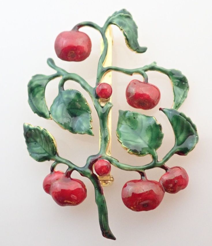 Vintage Sandor Co Signed Enamel Red Fruit Tree Brooch Pin | eBay Red Enamel Brooch Jewelry, Red Enamel Brooch Pin, Red Enamel Brooch, Red Enamel Brooch Gift, Red Enamel Brooch For Gift, Red Enamel Brooch Pin For Gift, Red Enamel Brooches As Gift, Red Enamel Brooches For Gift, Red Enamel Pins For Gifts