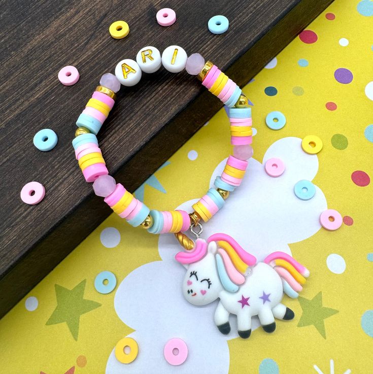 Unicorn Bracelet Personalized Name Bracelet for Girl Favor Birthday Gift Kids Custom Bracelet Stretch Bead Bracelet Unicorn Charm Jewelry. - Etsy Unicorn Bracelet, Kids Bracelet, Girls Bracelet, Wrist Stacks, Unicorn Charm, Favors Birthday, Resin Bracelet, Beautiful Unicorn, Custom Bracelet