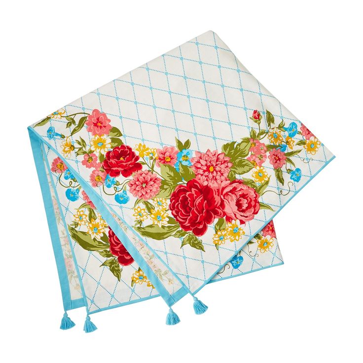 two napkins with floral designs on them