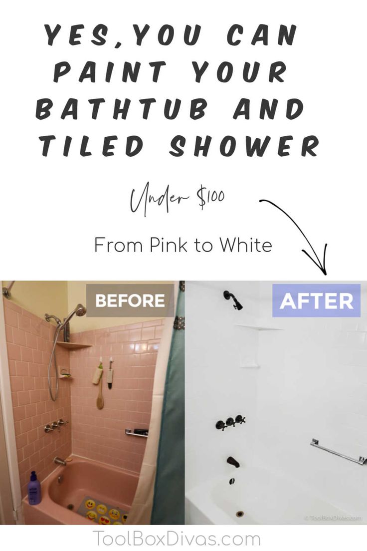 before and after photos of a bathroom remodel with pink to white paint on the walls