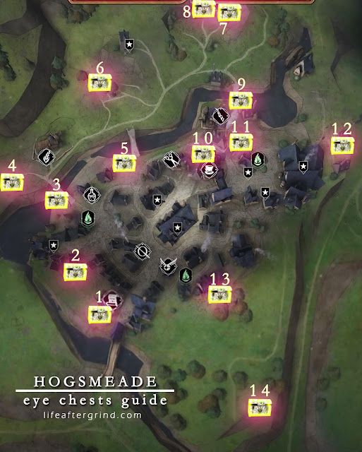 the map for hogsmeade eye chefs guide is shown in this screenshot