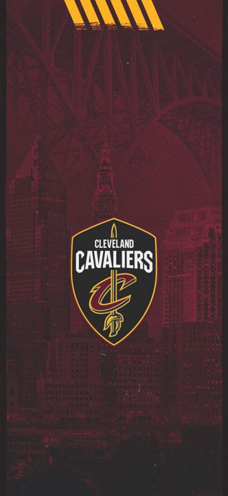 the cleveland cavs logo is shown in front of a cityscape