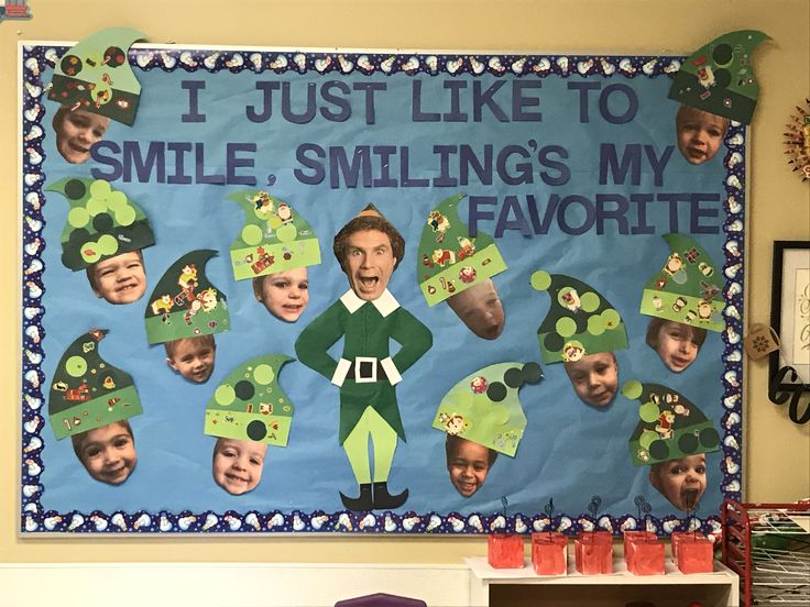 a bulletin board that says i just like to smile, smiling's my favorite