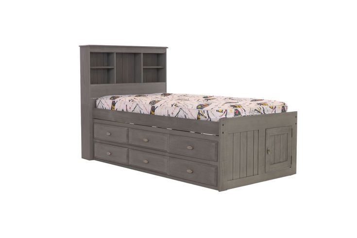 DISCOVERY WORLD FURNITURE CHARCOAL TWIN SIZE BOOKCASE CAPTAINS BED drawer storage and bottom twin trundle bed Twin Captains Bed, Captains Bed, Twin Trundle Bed, Bookcase Bed, Bunk Beds With Storage, Bookcase Headboard, Bed Storage Drawers, Solid Wood Platform Bed, Diy Headboards