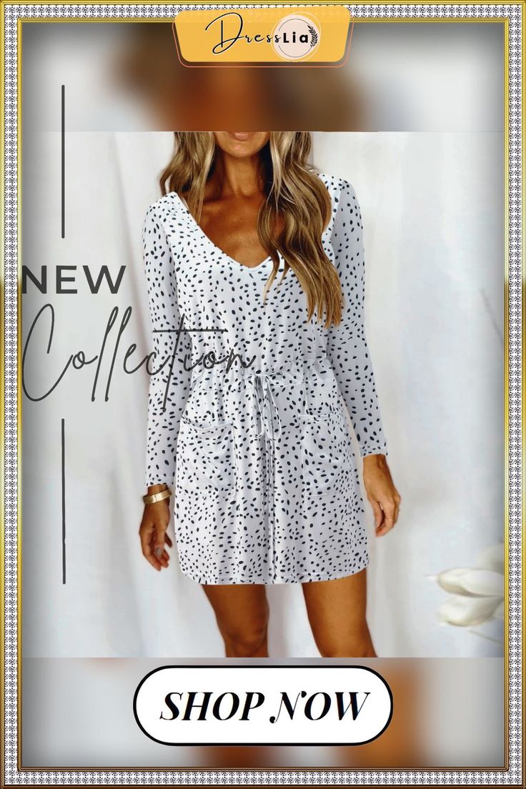 Printed V-neck Pocket Sexy Lace-up Long-sleeved Dress Chic V-neck Bodycon Dress For Brunch, Summer V-neck Bodycon Dress For Day Out, Flirty V-neck Mini Dress For Fall, Flirty V-neck Bodycon Dress For Brunch, Long Sleeve V-neck Dress For Summer Date Night, Flirty V-neck Mini Dress For Day Out, Chic Long Sleeve V-neck Dress For Day Out, Trendy Long Sleeve Mini Dress For Day Out, Elegant V-neck Bodycon Dress For Vacation