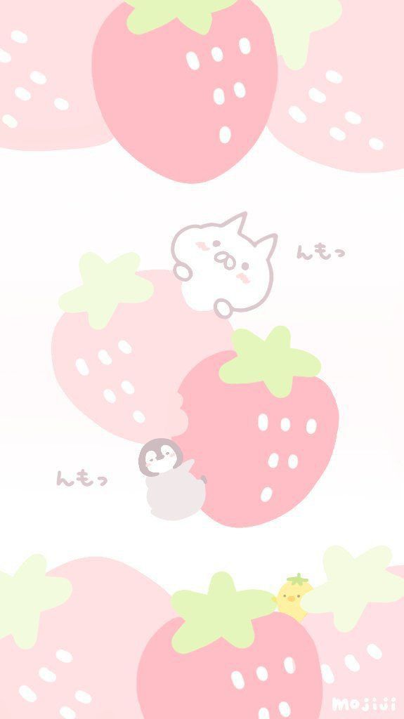 an image of strawberrys with hello kitty on the top and bottom one is pink