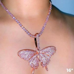 NECKLACES Cuban Chains, Buy Gold Jewelry, Diamond Watches, Gold Pendant Jewelry, Butterfly Pendant Necklace, Rose Pendant, Diamond Chain, Buy Gold, Pink Butterfly