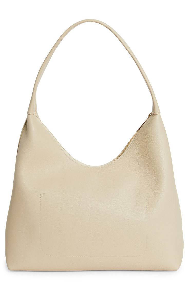 Soft and spacious, this hobo bag is fashioned from richly pebbled leather with a supple suede lining and simple shoulder strap. Top zip closure Shoulder strap Interior wall pocket Suede lining Leather Made in Italy Designer Handbags Classic Soft Leather Hobo Shoulder Bag, Chic Hobo Bag With Smooth Grain For Shopping, Smooth Grain Satchel Hobo Bag For Work, Workwear Satchel Hobo Bag With Smooth Grain, Chic Smooth Grain Hobo Bag For Shopping, Classic Hobo Bag With Smooth Grain, Classic Hobo Bag With Smooth Grain And Double Handle, Classic Hobo Bag Tote With Smooth Grain, Chic Pebbled Leather Shoulder Bag With Leather Lining