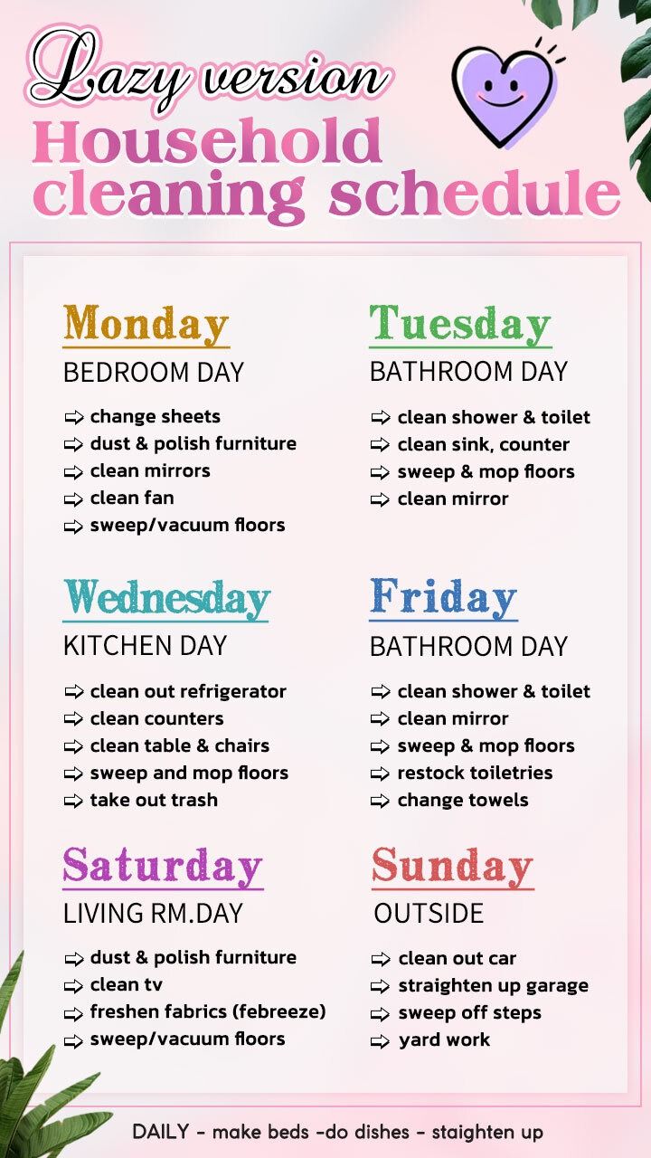 a house cleaning schedule with plants and flowers