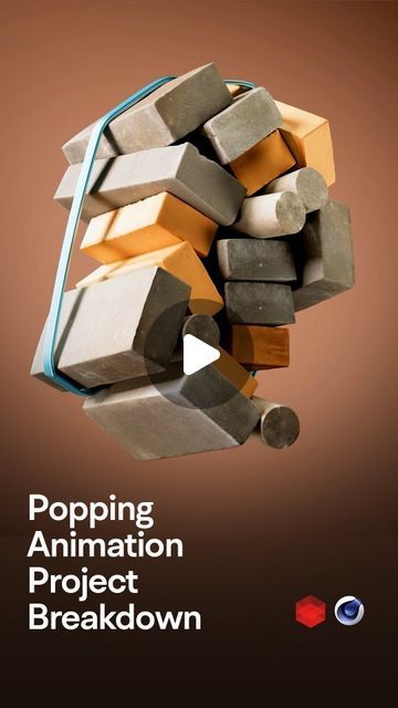 the cover of popping animation project breakdown, with an image of a pile of blocks