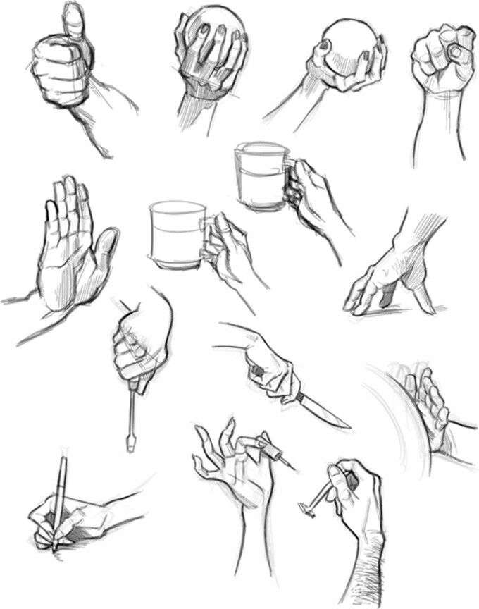 a bunch of hands that are holding something