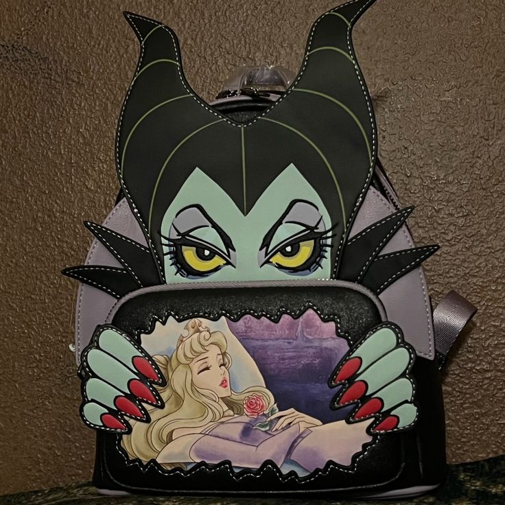 New With Tags Disney Villains Sleeping Beauty Maleficent Mini Backpack Some Wrinkles As Shown On The 3rd Photos Ships Same Day Size: Mini