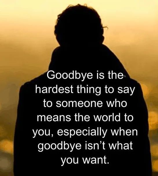 someone is the hardest thing to say to someone who means the world to you, especially when goodbye isn't what you want