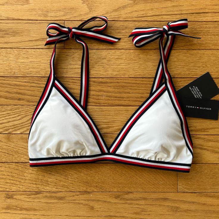 Tommy Hilfiger Bikini Top. Nwt Size Small. Adjustable Tie Straps. Chest Measurement 25” Around, Laying Flat (Stretchy) Tommy Hilfiger Swimwear For Spring Beachwear, Tommy Hilfiger Beachwear For Spring, Tommy Hilfiger Spring Beachwear, Tommy Hilfiger Beachwear, Tommy Hilfiger Swimwear For Poolside Summer, Tommy Hilfiger Beachwear Swimwear, Tommy Hilfiger Beachwear Swimwear For Beach Season, Tommy Hilfiger Swimwear For Beach Vacation, Tommy Hilfiger Summer Swimwear For Beach Season