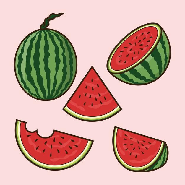 watermelon slices and pieces on a pink background