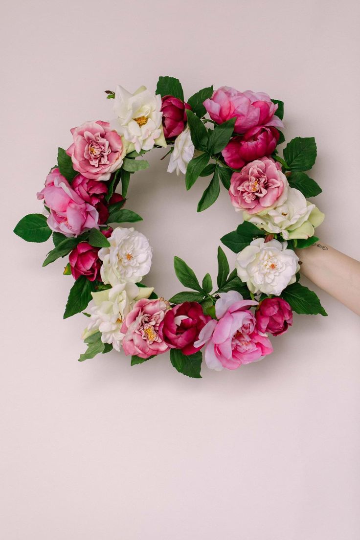 Pink and white peony wreath with greenery.Make your house a home with our premium silk home decor. This item is available for purchase only and will be yours to keep!Dimensions: 20Note: All purchase goods will be shipped the next business day after the order is placed., Blue Hydrangea Wreath, Silk Wedding Flowers, Peony Wreath, Floral Comb, Large Centerpiece, Eucalyptus Garland, White Peony, Peonies Wreath, Silk Flowers Wedding