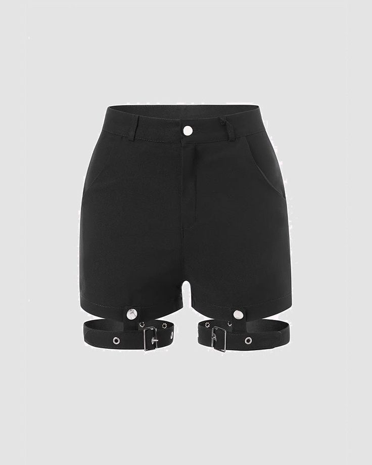 Details: Gothic buckle shorts with belt design
Skirt Length: Short
Materials: 95% Cotton + 5% Spandex Jade Outfits, Raven Outfits, Gothic Academia, Wwe Outfits, Design Skirt, Shorts With Belt, Pretty Shorts, Belt Design, Korea Fashion