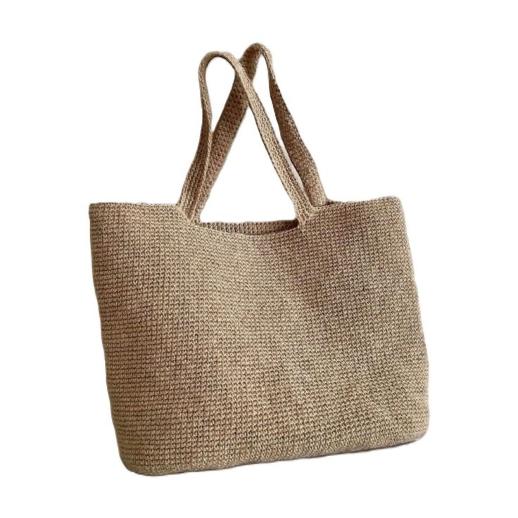 This is a beige beach bag with a robust and unique design. Notable for its sturdy construction, this bag is 100% handmade and crafted with raffia yarn, resulting in an excellent knit. The bag's spacious interior allows you to easily carry all your beach essentials. Its durable material makes it perfect for long-term use. Both stylish and functional, this bag is an ideal accessory to complement your look at the beach. Raffia Lightweight Beige Rectangular Beach Bag, Rectangular Neutral Shoulder Bag For Beach, Neutral Rectangular Shoulder Bag For Beach, Lightweight Beige Rectangular Straw Bag, Beige Rectangular Jute Beach Bag, Handwoven Rectangular Straw Bag In Neutral Color, Lightweight Beige Crochet Bag Rectangular, Rectangular Handwoven Neutral Straw Bag, Lightweight Beige Jute Straw Bag