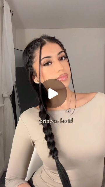 Alisha Kaur on Instagram: "princess braid🤎😚 #hairstyle #hairtutorial #hairinspo #hairideas #hairstyles #braid #braidedhair #braidedhairstyles #explore #reels" Easy Side Braid, Hair Tiktok, Princess Braid, Easy And Beautiful Hairstyles, Hair Bands Diy, Volume Curls, Easy Hairstyles Quick, Easy Hairstyles For School, Twist Ponytail