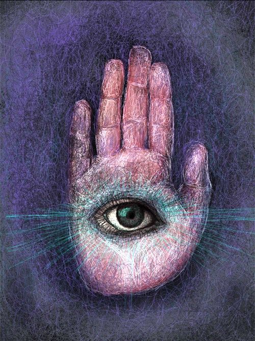 an image of a person's hand with the eye in front of them, as if