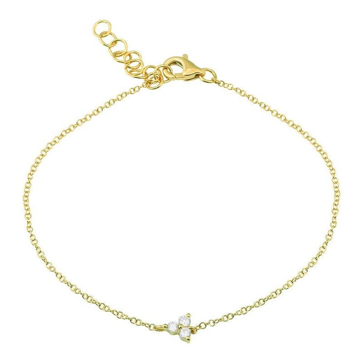 14K Diamond Trio Bracelet -14K Solid Gold -Available in 14K Yellow & White Gold -G-H Color VS2-SI1 -0.10 ctw  -0.99 Grams -5mm x 5mm - Diamond Trio -7 inches - Length of Bracelet  -Each item comes beautifully in our signature bow jewelry box -Made with love in NYC♡ Cluster Bracelet, Cluster Bracelets, Bracelet Diamond, Gold G, Jewellery Box Making, Bow Jewelry, Minimalist Bracelet, Layered Bracelets, Small Earrings