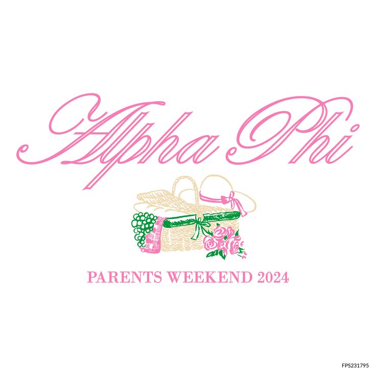 a white shirt with pink lettering that says,'apria phi parents weekend 2012 '