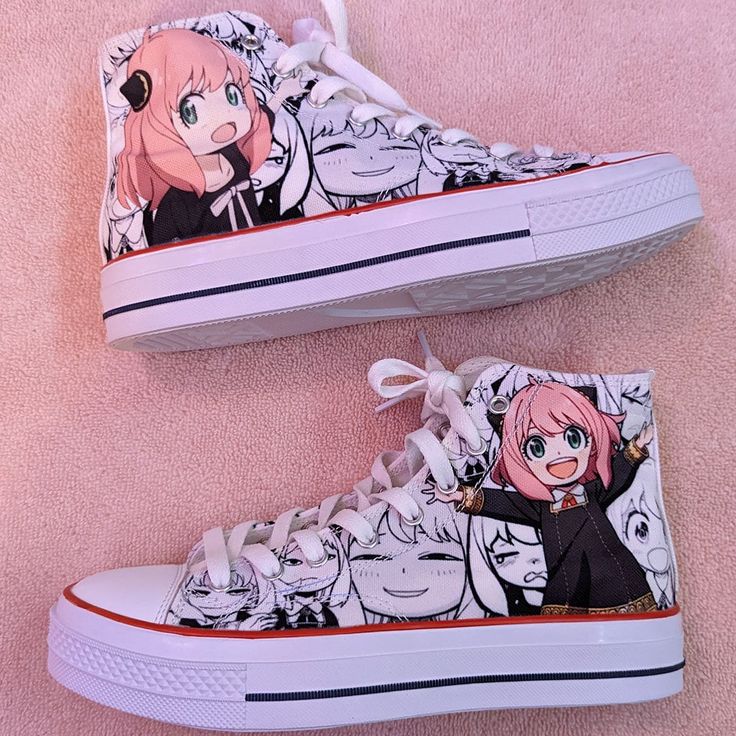 White High-top Sneakers With Anime Print, White Low-top Custom Sneakers With Anime Print, Low-top Anime Print Sneakers, Casual Custom Sneakers With Anime Print, White Custom Sneakers With Anime Print, White Low-top Sneakers With Anime Print, White Anime Print Lace-up Sneakers, White Casual Sneakers With Anime Print, Casual White Custom Sneakers With Anime Print