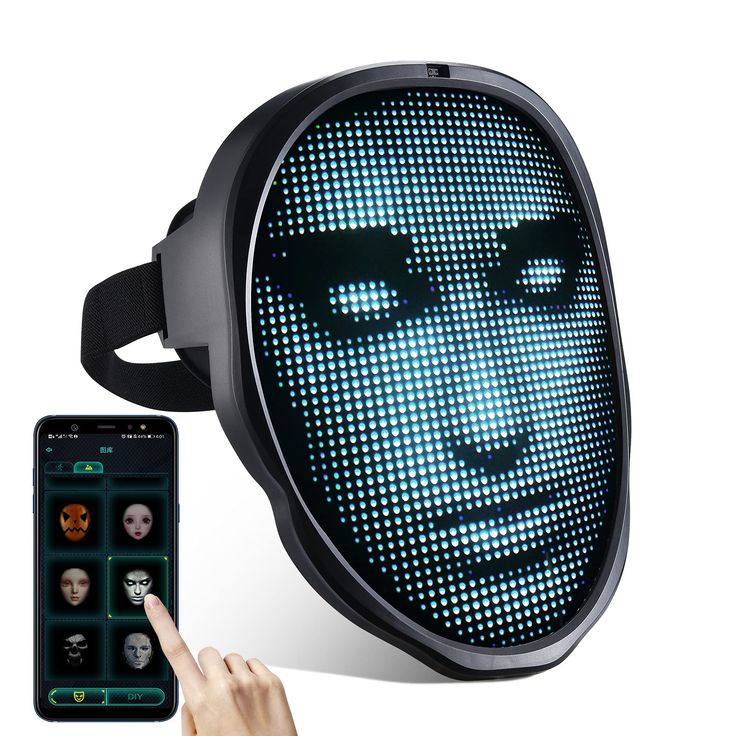 PRICES MAY VARY. LED Face Transforming Mask - This is the coolest led mask for this Halloween, Christmas. It can be controlled by phone app and has up to 45 animations and 70 still images to choose from. You can also DIY and upload your own photos. If you don’t want to use a phone, with a motion sensor on the face mask, you can even transform faces by simply waving your hands. Get ready to party. DIY Faces and Music Rhythm - You Can add photos or DIY scrolling text on this halloween mask. If you Light Up Costumes, Led Face Mask, Halloween Ball, Face Change, Glow Mask, Led Mask, Led Diy, Graffiti Designs, Halloween Cupcakes