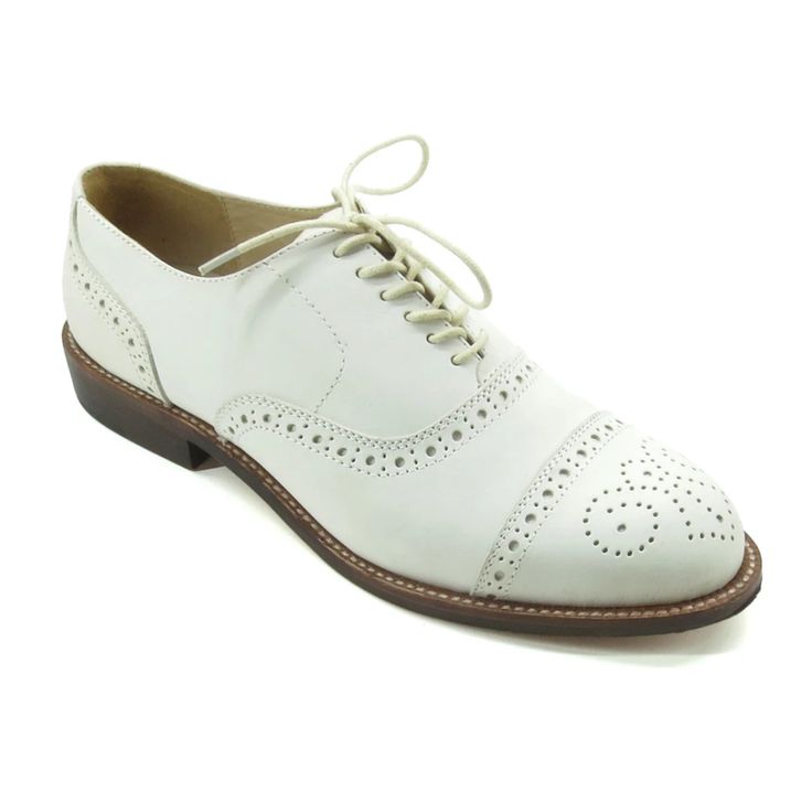 Cap Toe – Re-Mix Vintage Shoes Fitted Oxfords With Round Toe For Semi-formal Occasions, Fitted White Dress Shoes With Brogue Detailing, Classic Fitted Oxford Lace-up Shoes, Fitted White Leather Shoes With Brogue Detailing, Classic Oxford Lace-up Shoes With Rubber Heel Cap, Fitted White Oxfords With Almond Toe, Fitted Semi-formal Oxfords With Rubber Sole, Cap Toe Oxfords For Derby, Classic Plain Toe Lace-up Shoes