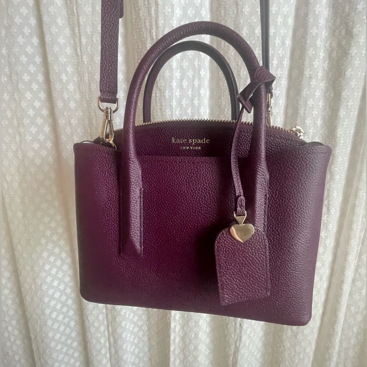 Deep Cherry / Plum Color Brand New With Tags Cherry Plum, Kate Spade Disney, Bow Purse, Kate Spade Satchel, Bags Kate Spade, Black Satchel, Black Leather Satchel, Satchel Tote, Kate Spade Purse