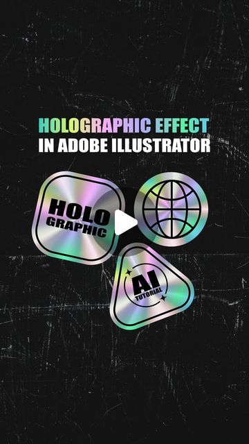 a black background with the words holographic effect in adobe illustrator on it