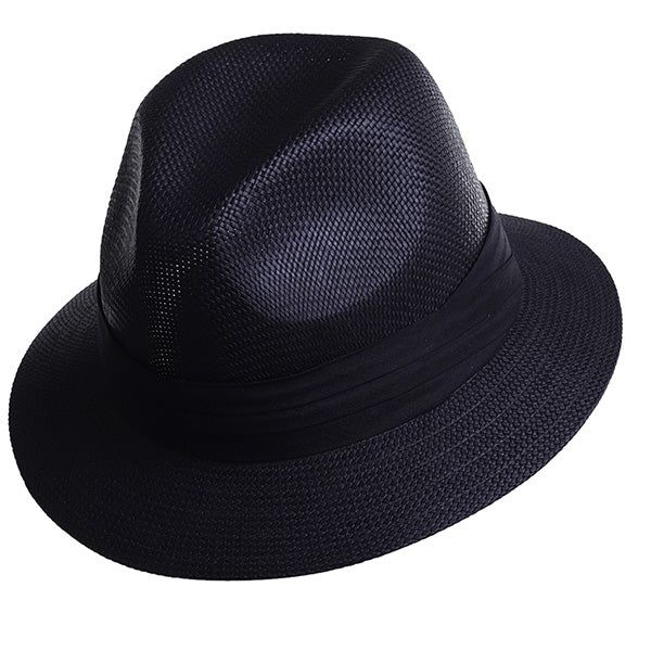 Fedora Hats with Grosgrain Band, 2.15 inch brim, Awesome for casual and formal outings. Panama Hats, Straw Hats. Elegant Black Fedora For Travel, Classic Black Fedora Panama Hat, Elegant Black Travel Hat, Black Curved Brim Hat For Travel, Black Travel Hat With Curved Brim, Black Straw Hat With Curved Brim, Black Wide Brim Panama Hat For Spring, Black Brimmed Fedora For Summer, Black Summer Fedora With Curved Brim