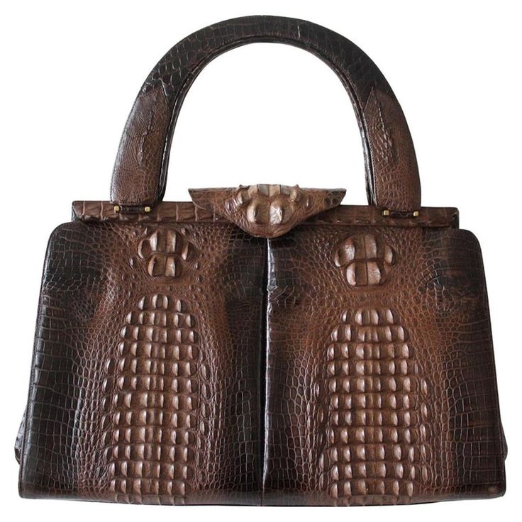 1stdibs Vintage Crocodile Top Handle Bag, Multiple Classic Crocodile Pattern Rectangular Satchel, Classic Rectangular Crocodile Pattern Satchel, Classic Rectangular Satchel With Crocodile Pattern, Classic Crocodile Pattern Satchel, Brown Crocodile Pattern Shoulder Bag For Business, Business Brown Crocodile Pattern Bag, Classic Brown Crocodile Pattern Shoulder Bag, Brown Crocodile Pattern Satchel For Business, Vintage Crocodile Pattern Business Bag