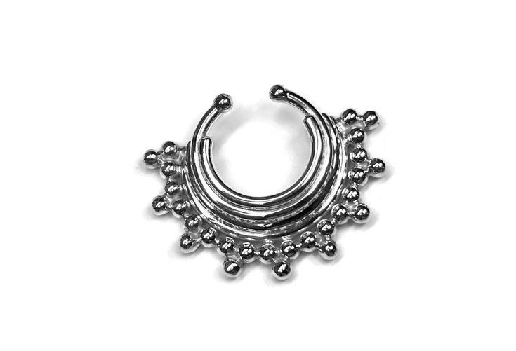 Scared of commitment? Needles make you nervous? Fear not! Get the look without the pain with this sweet little sterling silver septum ring! Easy to wear, the ring has smooth ends to snugly clip onto your septum. It is made from 16 gauge wires and is made to look layered. The ring has an inside diameter of about 9mm and is finished with a high polish. Check out my other fake septum rings here: https://www.etsy.com/shop/DinanRings?section_id=16588436&ref=shopsection_leftnav_5 Thanks for lookin Internally Threaded Silver Hoop Nose Rings, Silver Internally Threaded Hoop Nose Rings, Adjustable Small Hoop Metal Septum Ring, Adjustable Nickel-free Hoop Body Jewelry, Silver Adjustable Body Jewelry, Adjustable Nickel Free Metal Septum Ring, Adjustable Small Hoop Septum Ring, Adjustable Nickel-free Metal Septum Ring, Adjustable Bohemian Sterling Silver Body Jewelry