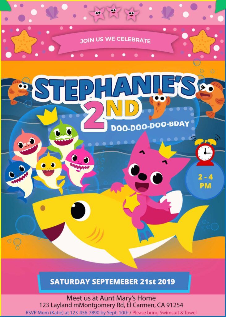 the poster for stephanie's 2nd birthday party is shown in pink, blue and yellow