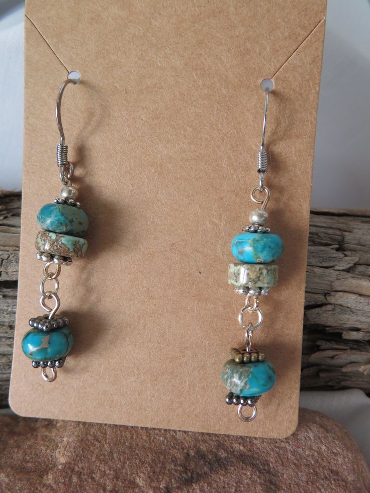 turquoise and silver plated draft earrings. Are you stainless steel again for the hooks. It is nickel free. so there is two different kinds of turquoise here, one is from my app and turquoise selection yeah there is Colorado turquoise. Nickel-free Turquoise Silver-plated Wire Jewelry, Nickel-free Turquoise Jewelry For Crafting, Nickel-free Turquoise Silver-plated Jewelry, Nickel-free Turquoise Jewelry In Silver-plated Wire, Everyday Nickel-free Turquoise Jewelry, Handmade Turquoise Silver-plated Wire Jewelry, Handmade Turquoise Silver Plated Wire Jewelry, Adjustable Turquoise Earrings With Ear Wire, Turquoise Round Bead Earrings For Everyday